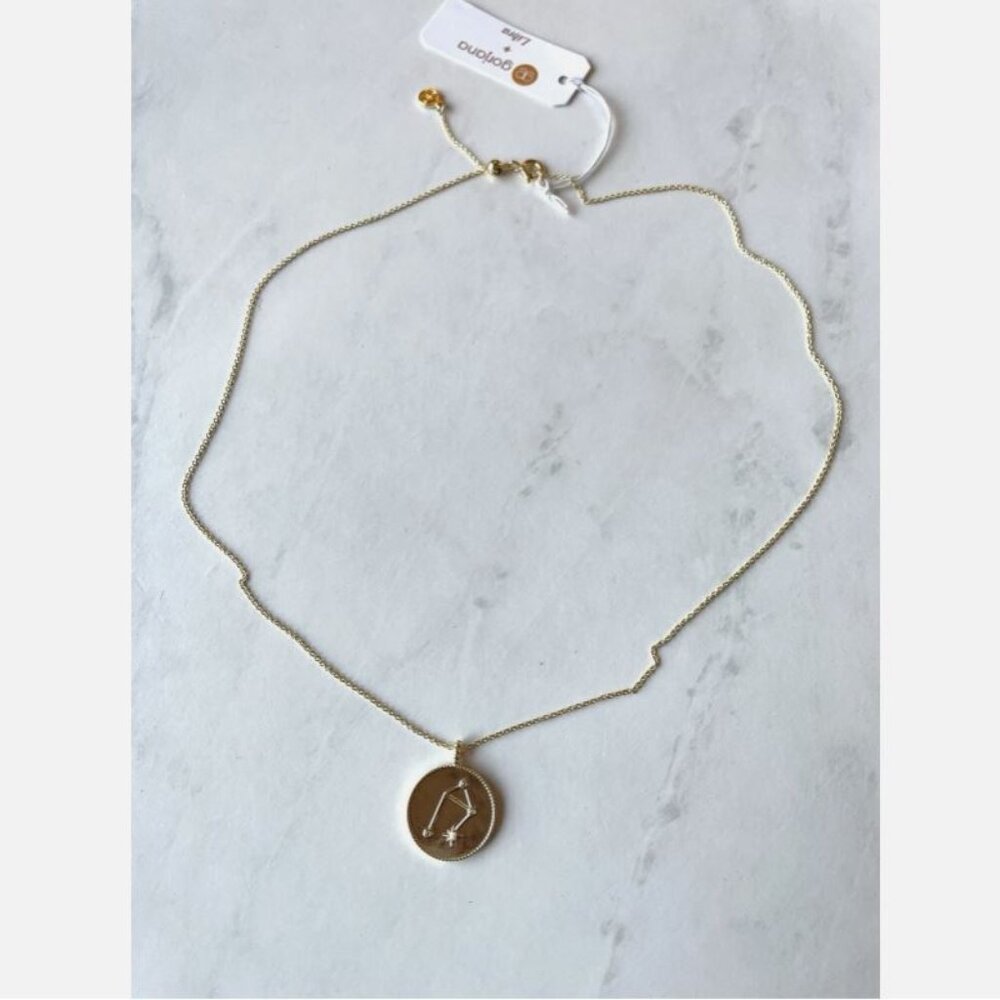 NWT GORJANA 18k Gold Plated Astrology Zodiac Coin Necklace Libra